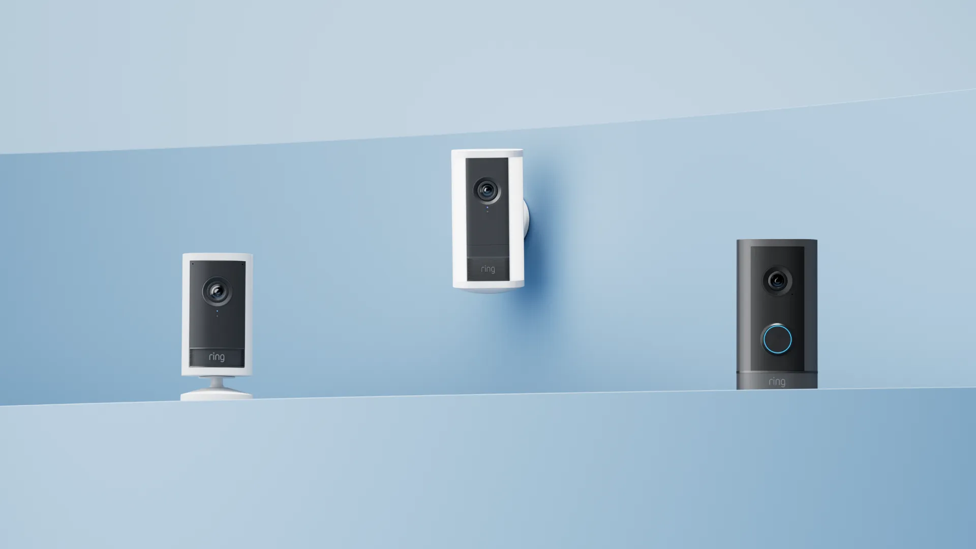 Ring Alarm and camera system — long-term review The Ring camera lineup: an Indoor Cam, a Stick Up Cam, and a Video Doorbell
