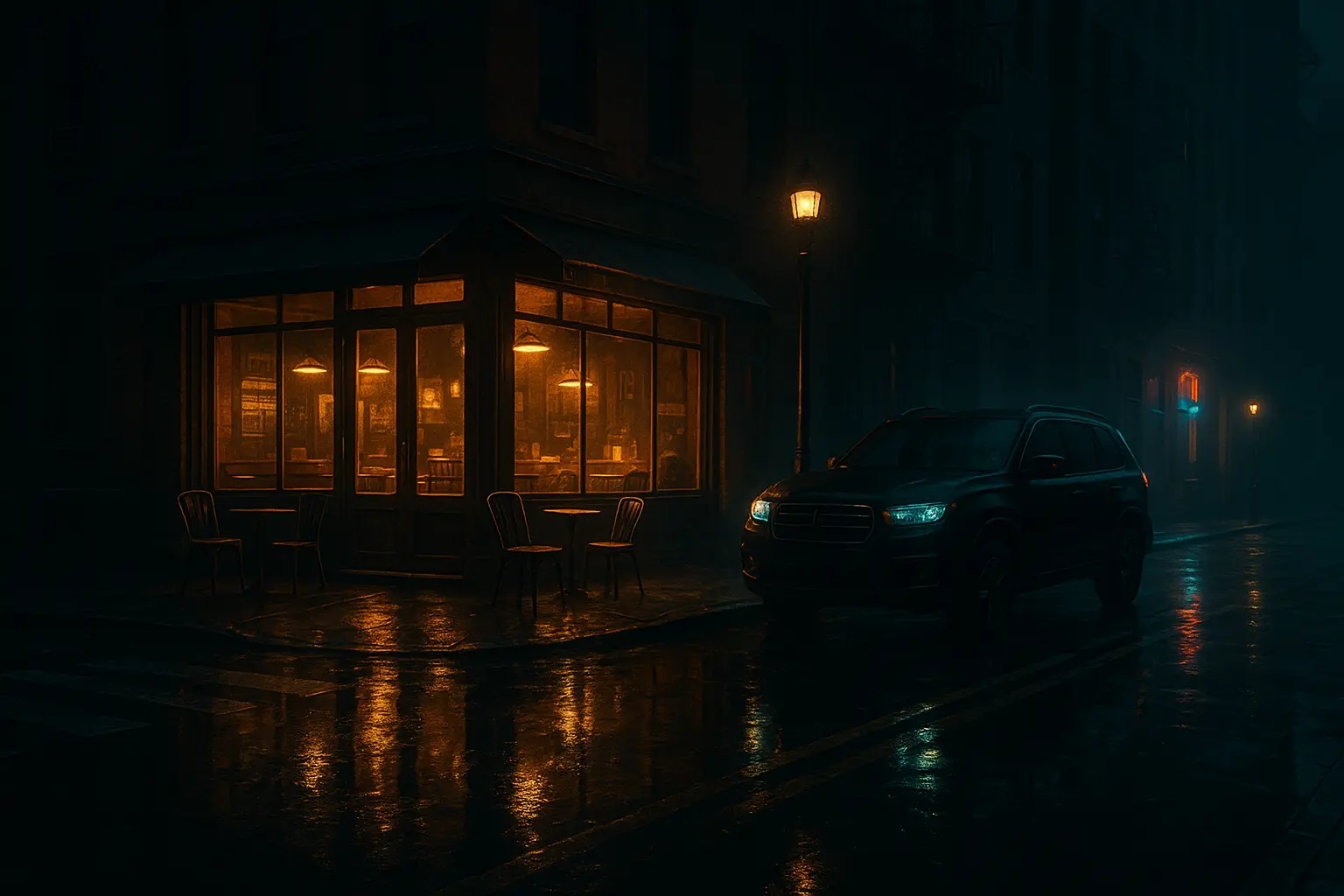Book cover of The Hard Way by Lee Child showing a nighttime New York street with a lone figure