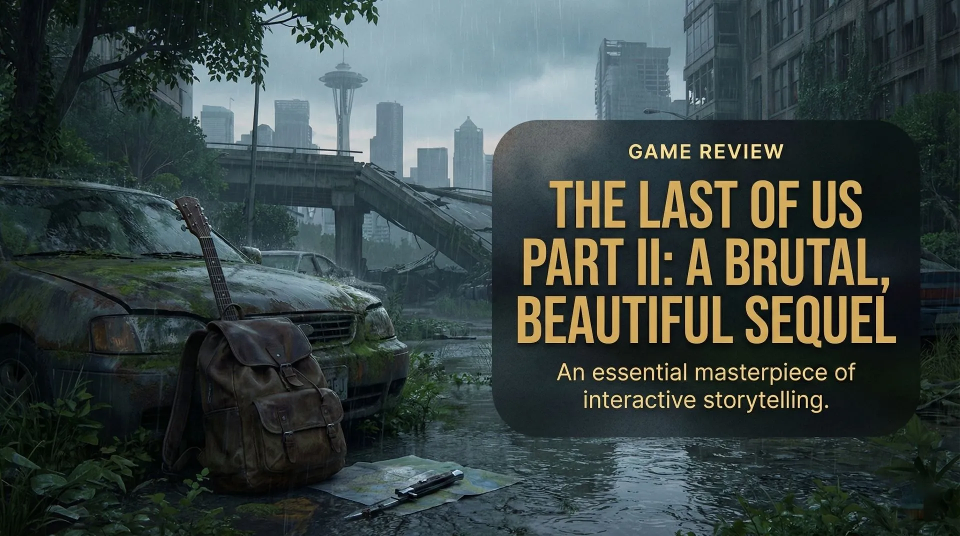 Ellie playing guitar in a ruined Seattle apartment