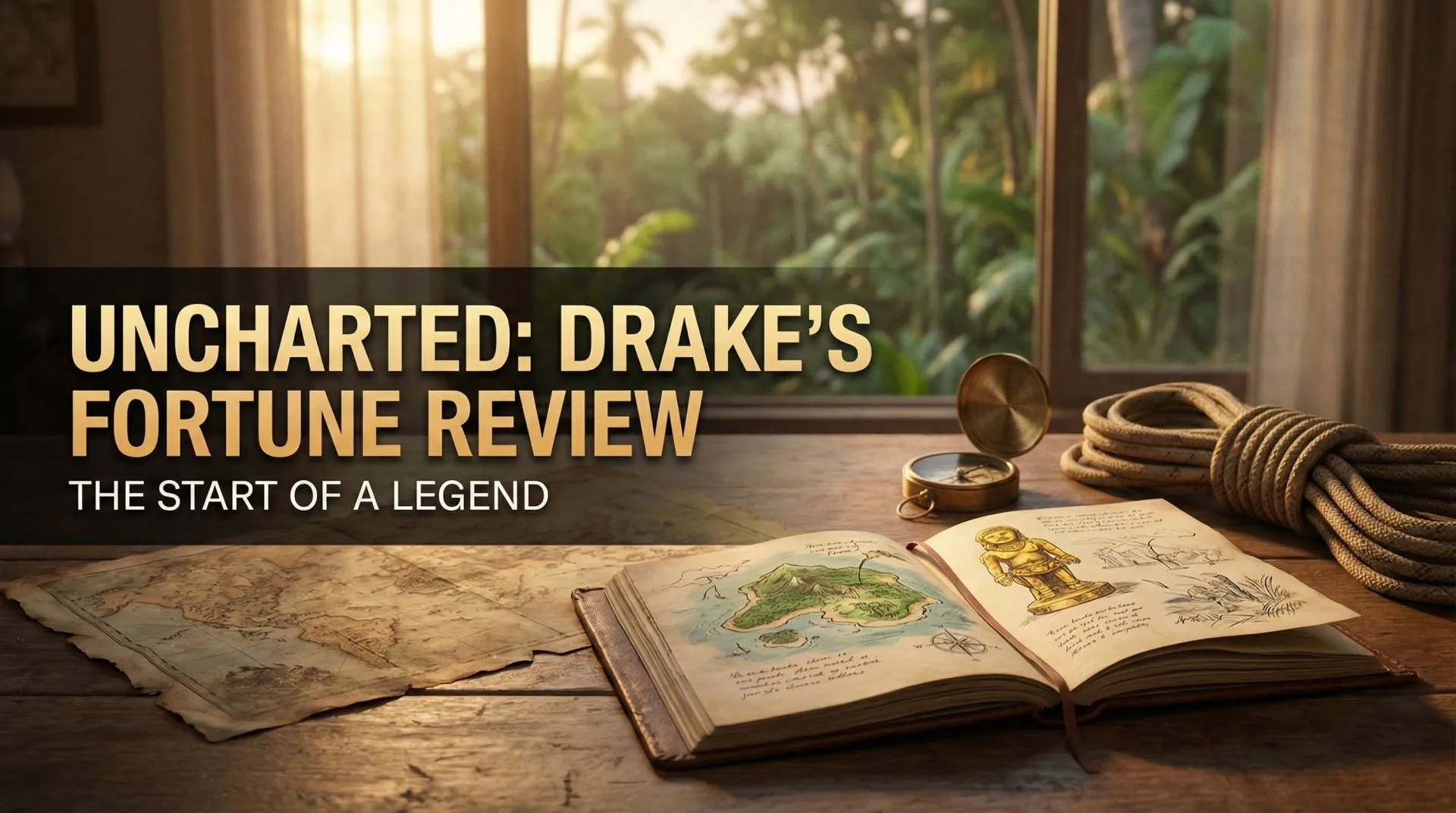 Nathan Drake exploring a lush jungle environment