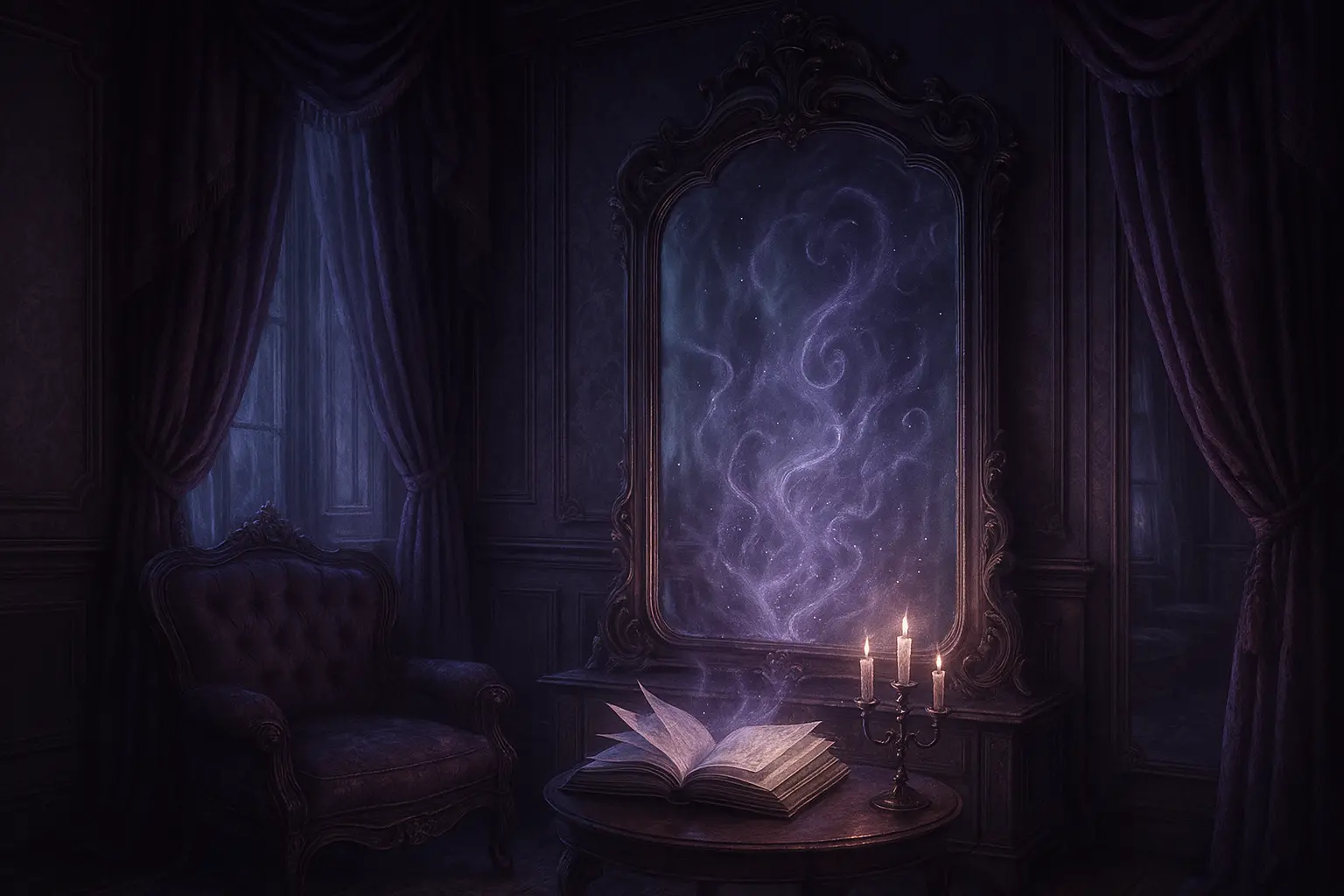 Agatha Harkness standing in a shadowy suburban street with arcane symbols glowing