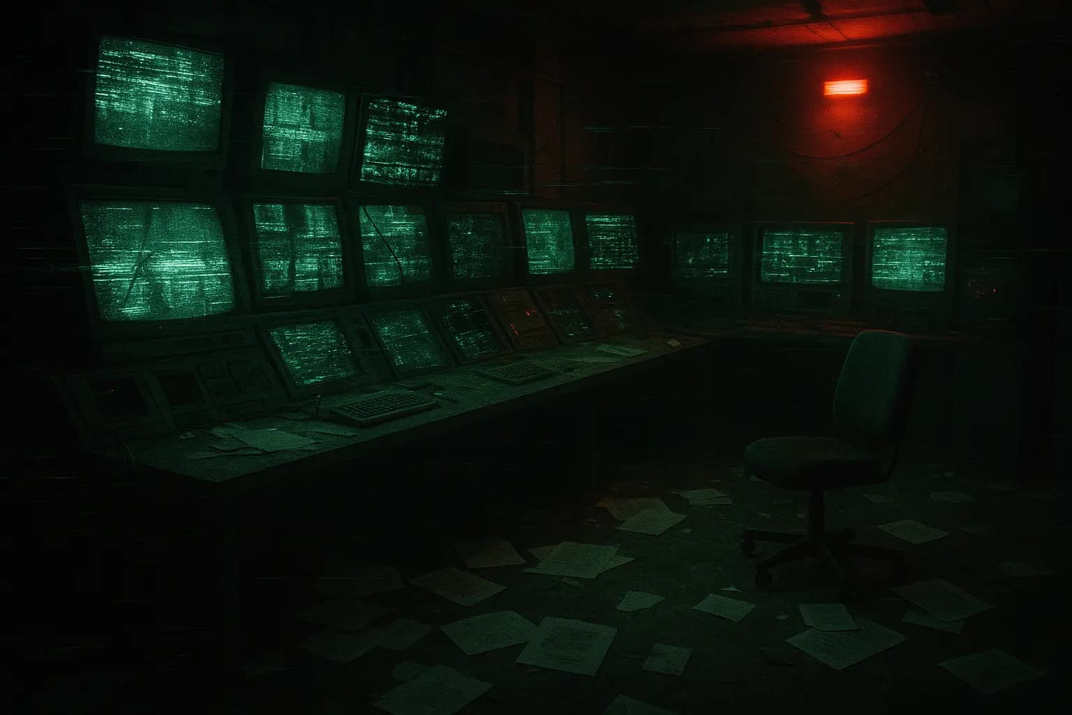 Nick Fury walking through a dimly lit corridor, shadowed by paranoia
