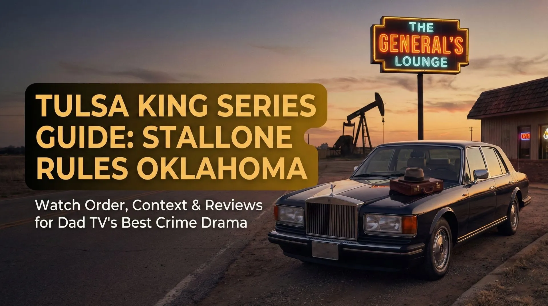 Sylvester Stallone as Dwight Manfredi in a sharp suit standing on a Tulsa street