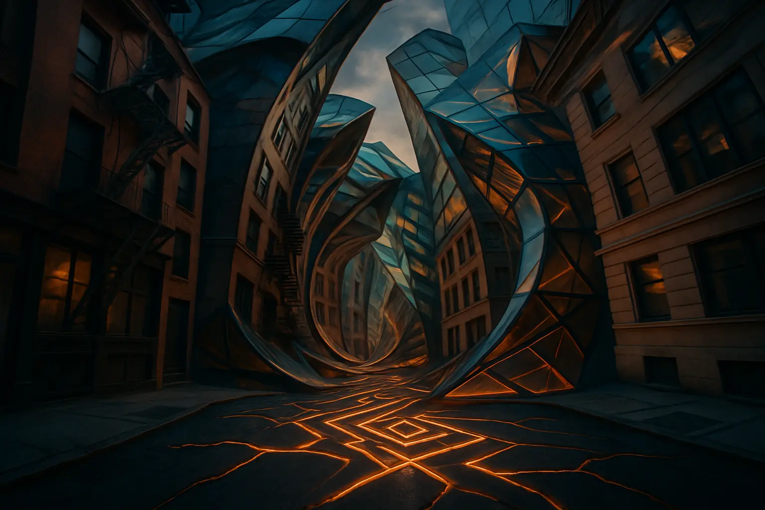 Doctor Strange conjuring a portal with mystical energy in a kaleidoscopic cityscape