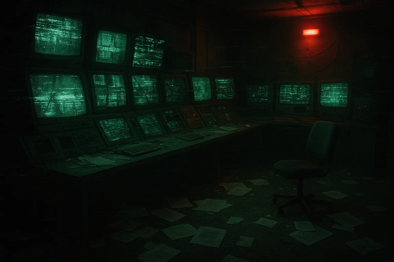 Nick Fury walking through a dimly lit corridor, shadowed by paranoia