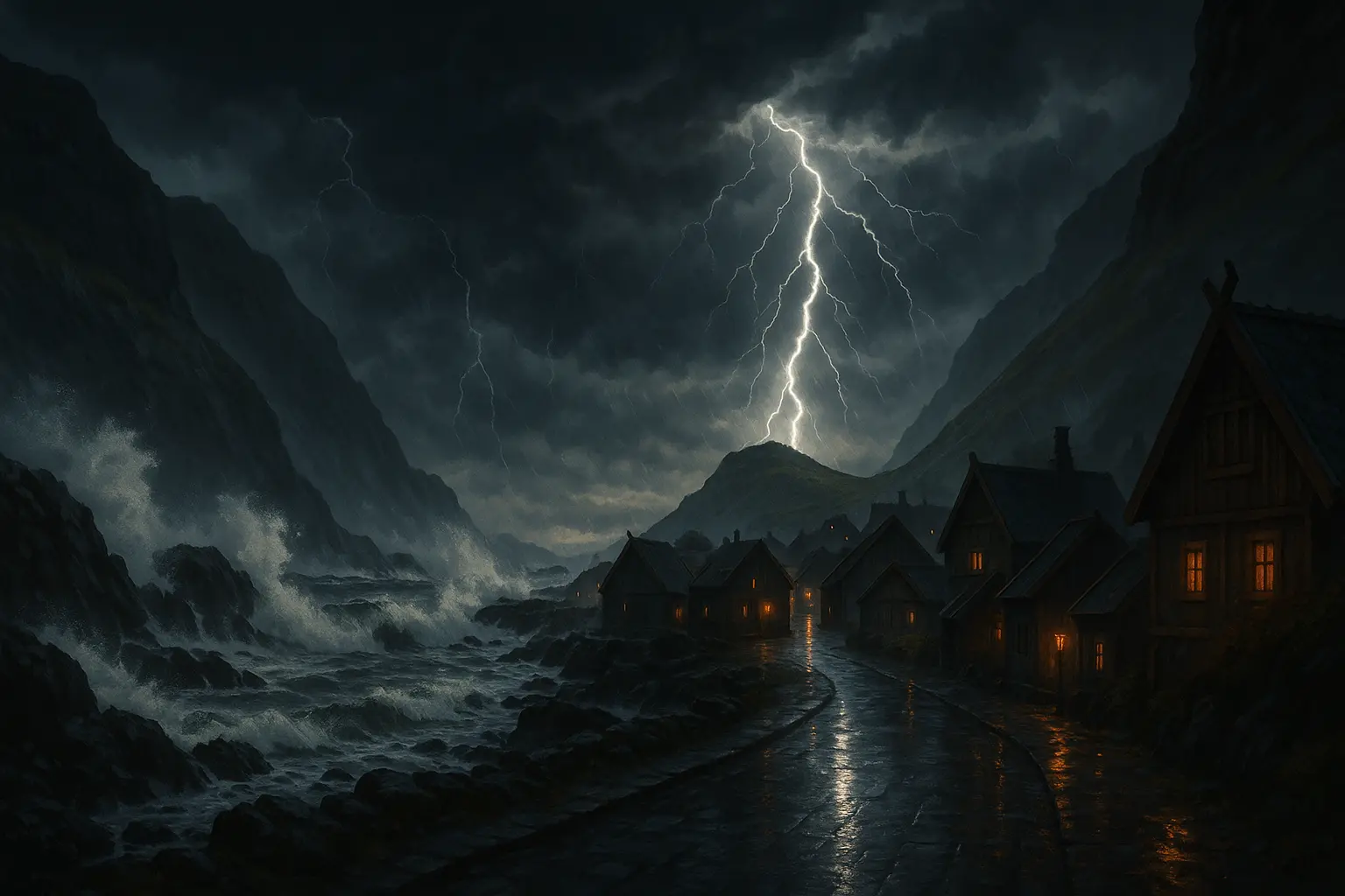 Thor wielding Stormbreaker with lightning around him